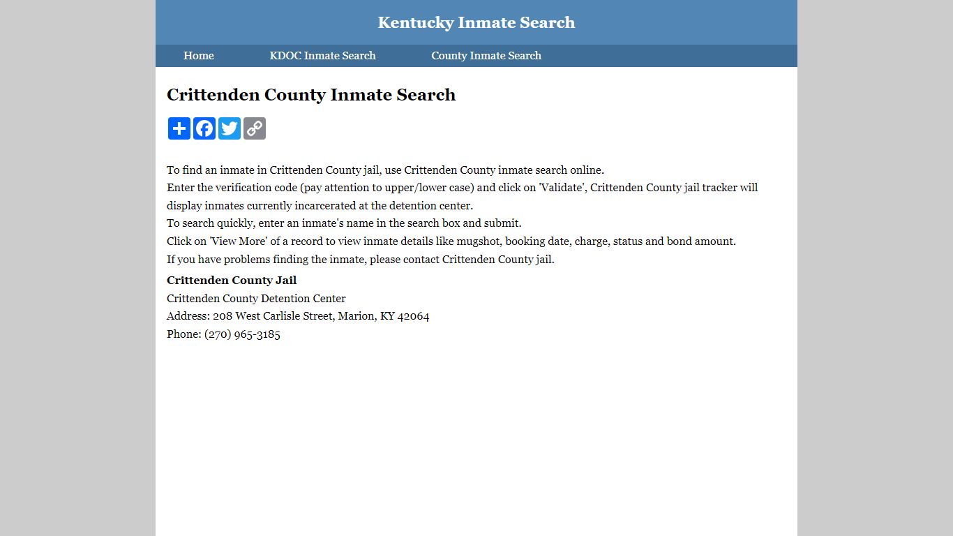 Crittenden County Inmate Search